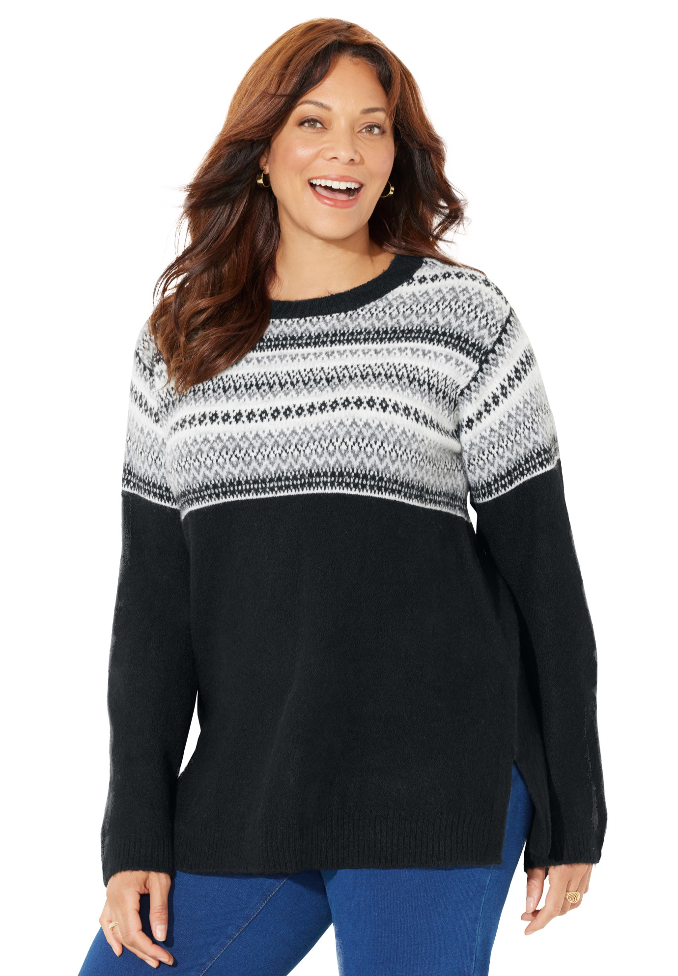 Catherines Women's Plus Fair Isle Pullover Sweater