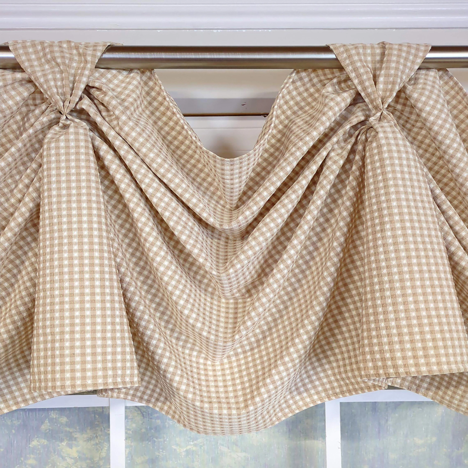 RLF Home Colburn 3-S Victory 100% Cotton Tab Top Swag Window Curtain 54" x 25" Natural