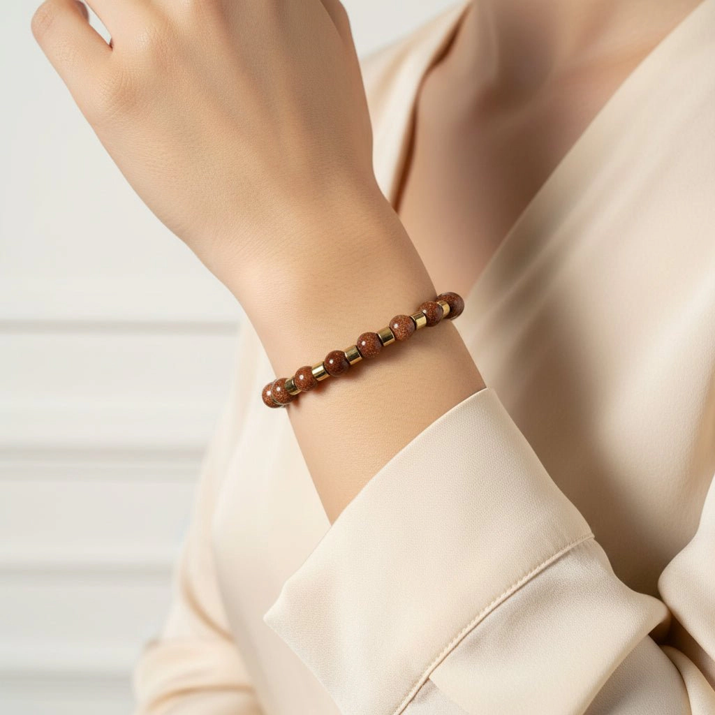 DressAtR Women's Gold Stone Stretch Bracelet