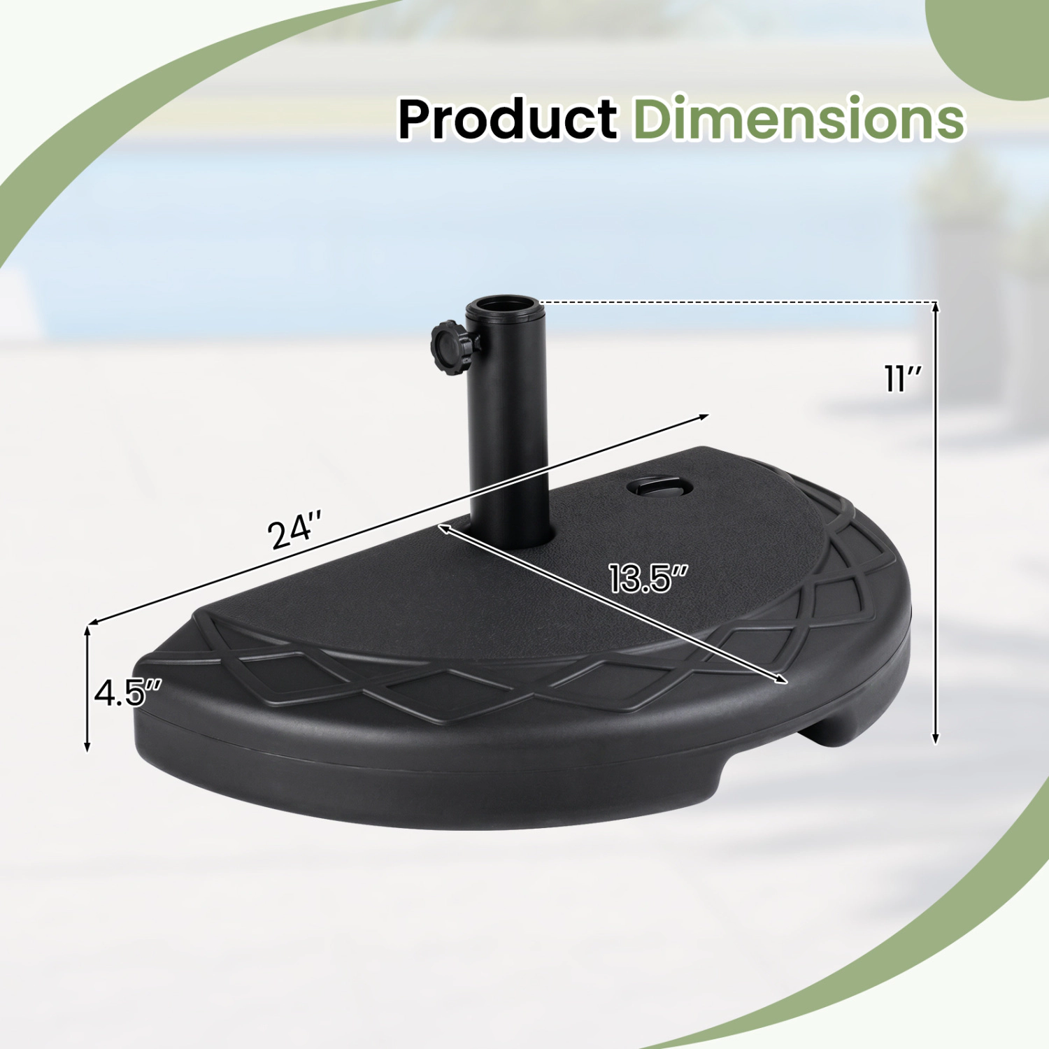 Slickblue Balcony Half Umbrella Base Stand Fillable Sand Water Weight for Compact Outdoor Shade Setup