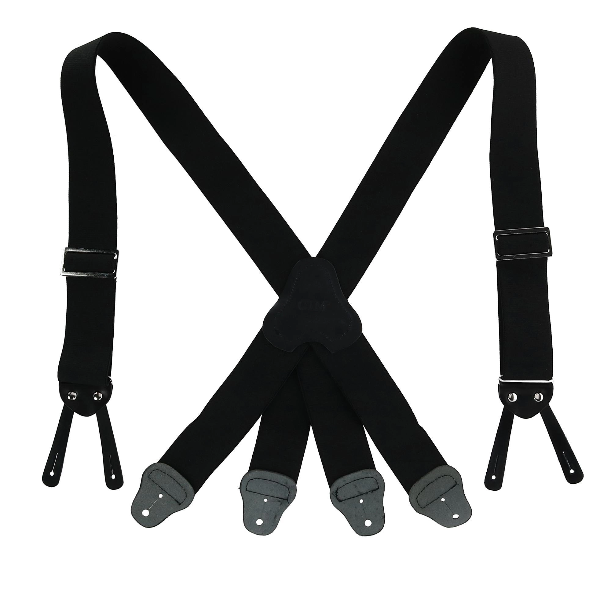 CTM Men's Elastic Button-End 2 Inch Fireman Suspenders