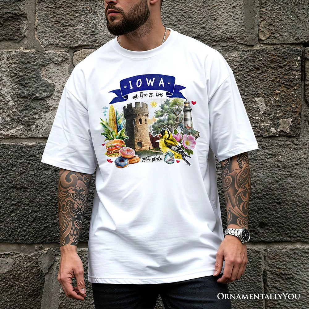 OrnamentallyYou Unisex Artistic Iowa State Themes And Landmarks T-Shirt