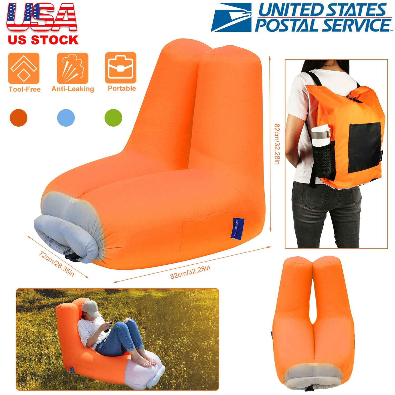 GBruno Inflatable Air Lounger With Carrying Bag