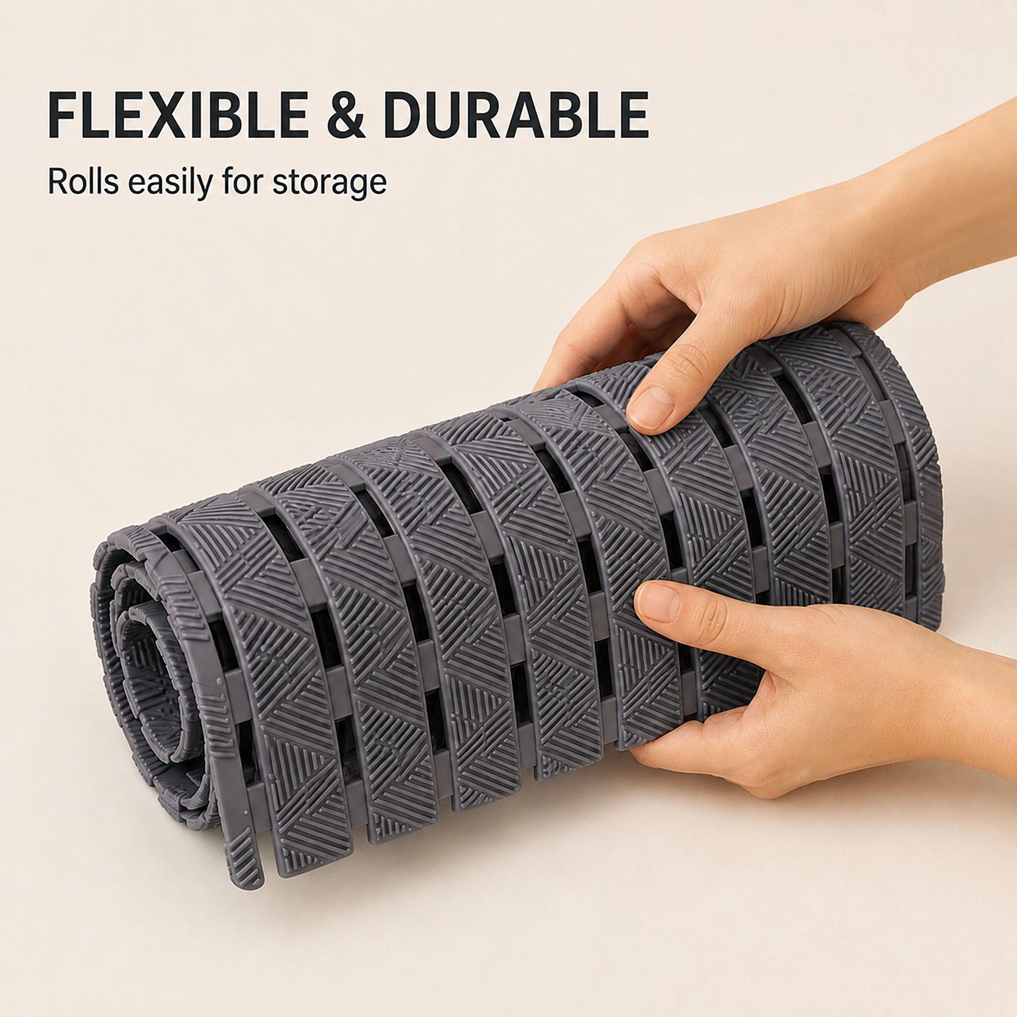 Alilang Unisex Slatted Nonslip Shower Mat Quick Drain Bath 15.7 x 27.6 Inches