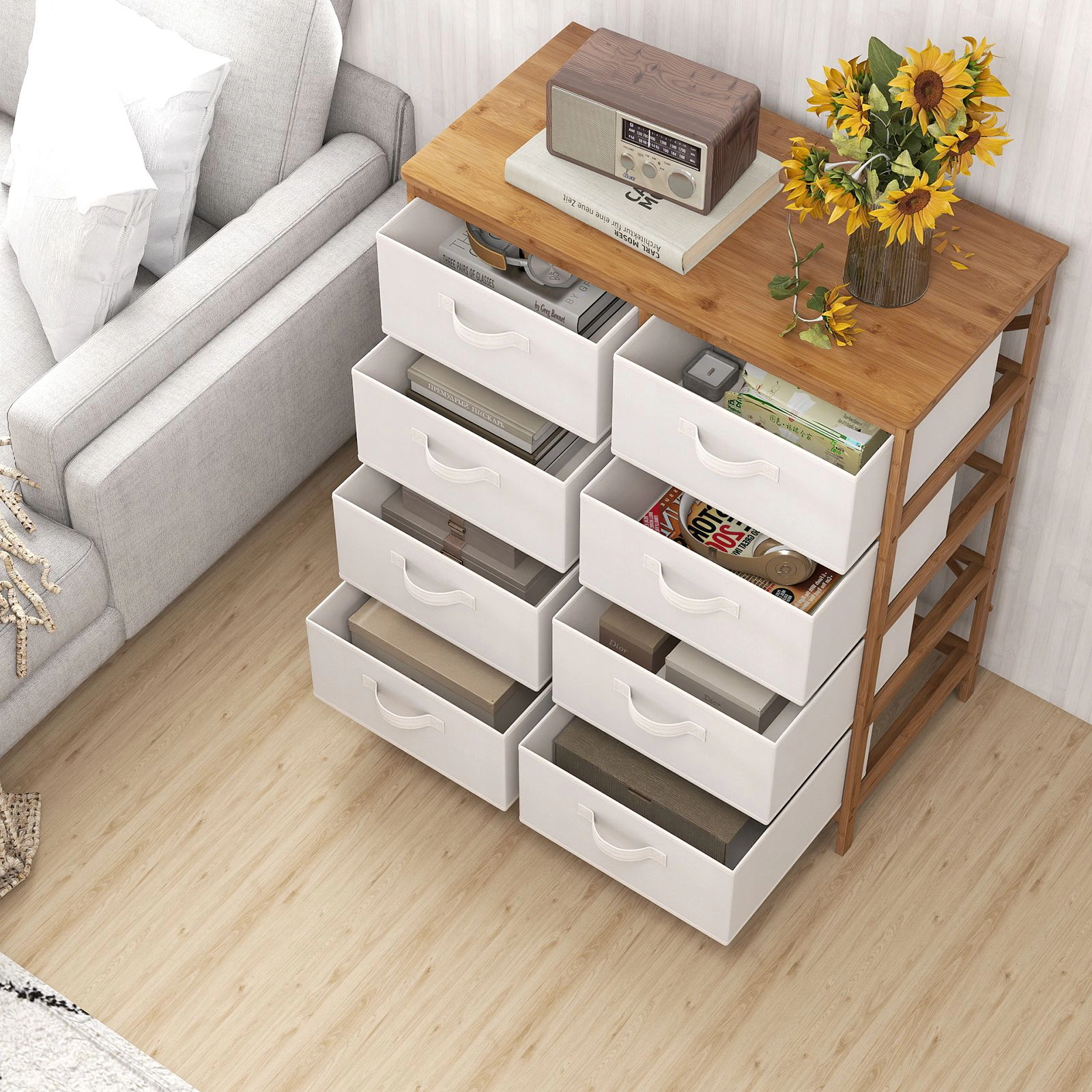 SlickBlue 8-Drawer Dresser with Fabric Storage Drawers