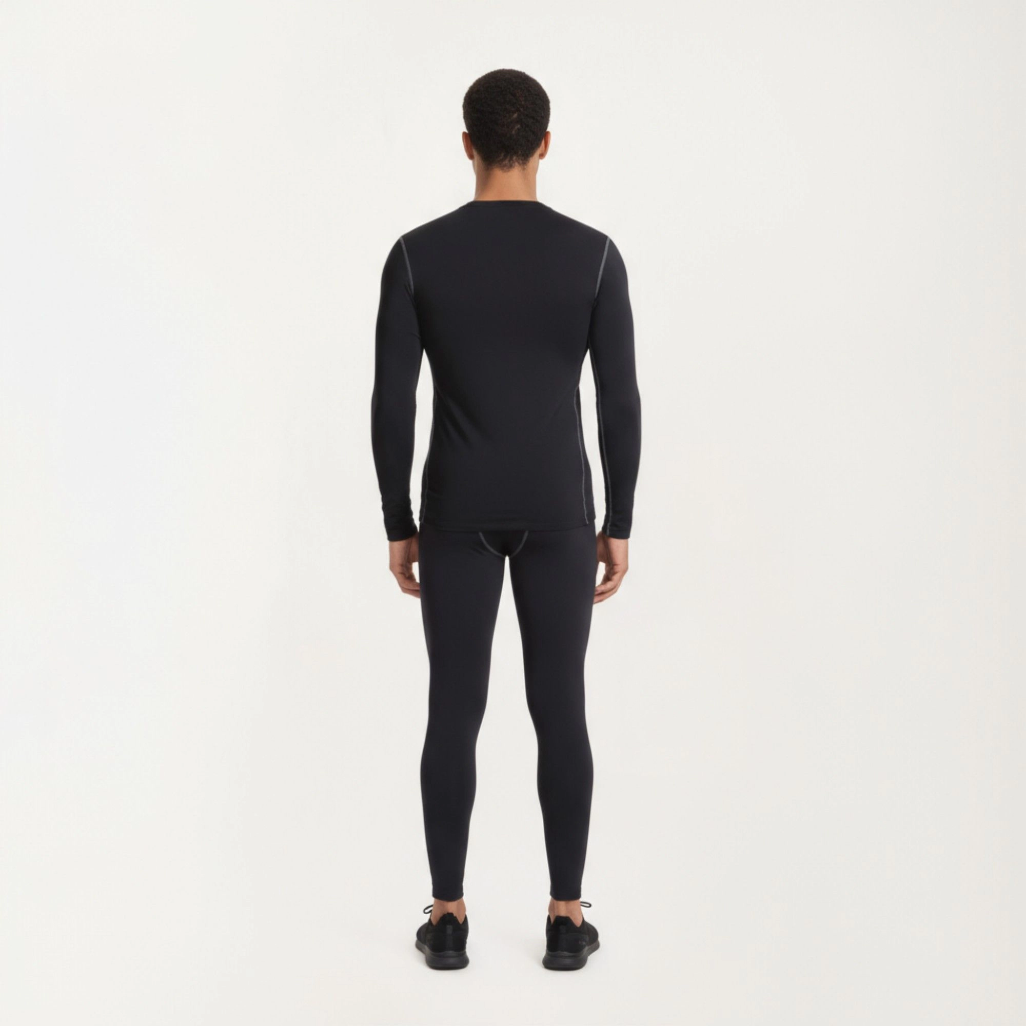 Anna-Kaci Men's Long Sleeve Crew Neck Compression Athletic Top with Stretch Fabric and Contrast Stitching