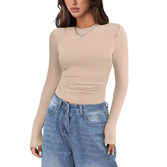Zeagoo Women Ribbed Long Sleeve T Shirt