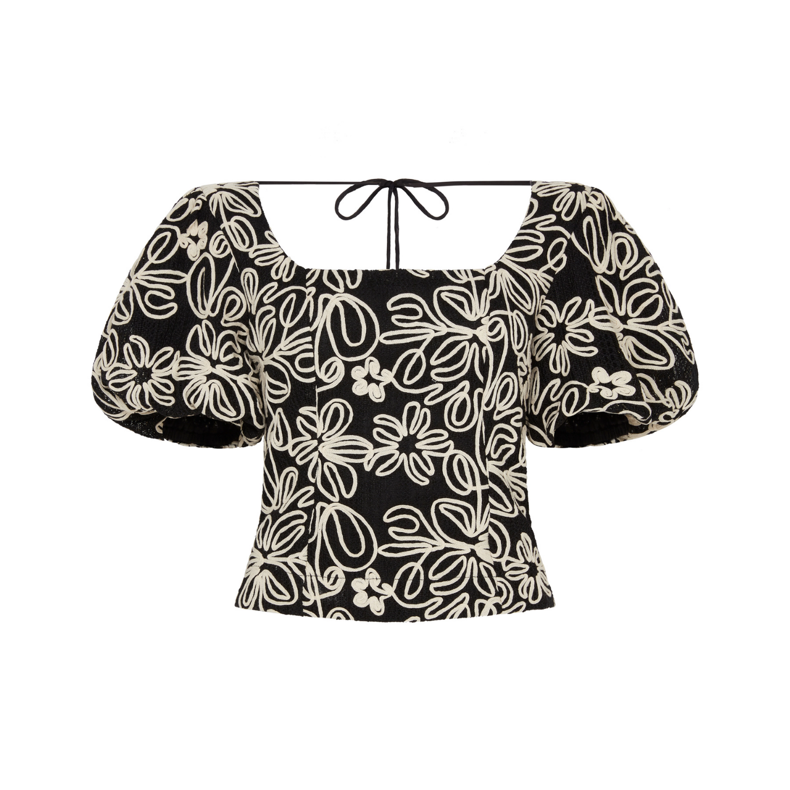 Rose & Nancy Women's Rhea Lace Black And White Fitted Top