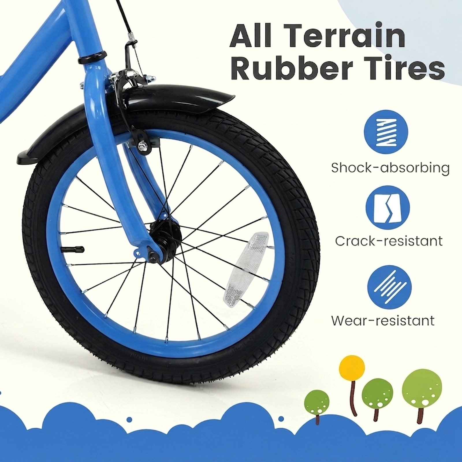 16-in Kids Bike Ages 4-7 Navy Bicycle Adjustable Seat Dual Brakes Kickstand 145-lb Seat Capacity