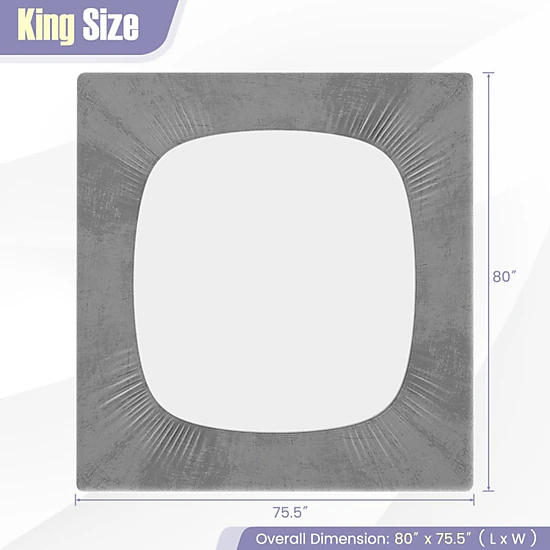 SUGIFT Gray Non-Slip Base King Size Quilted Velvet Mattress Topper Protector