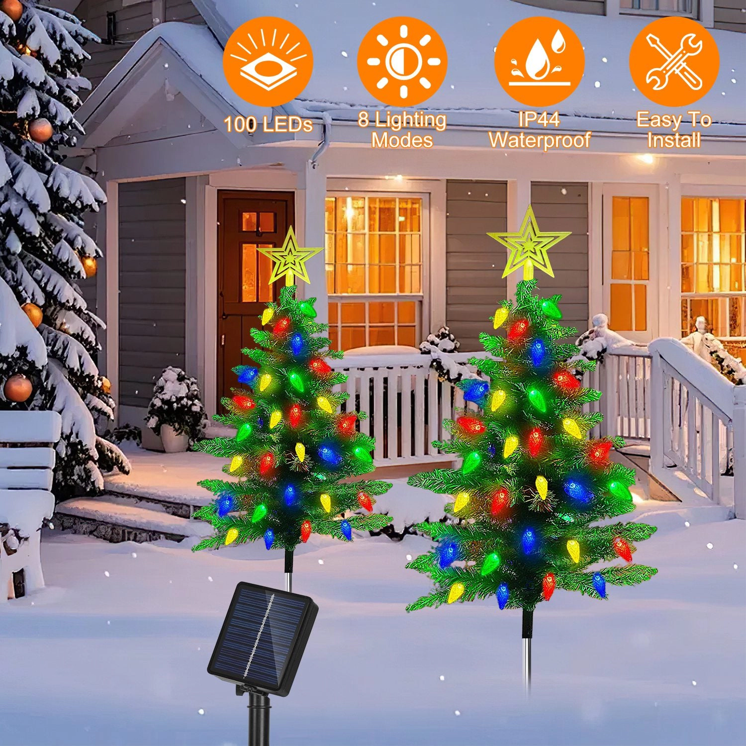 GBruno 2-Pack Solar Christmas Tree Pathway Lights