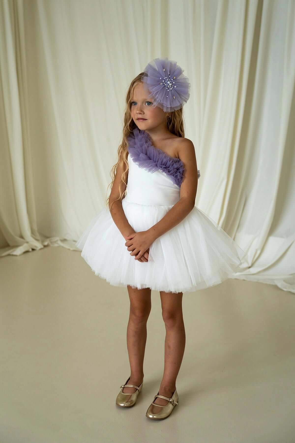 Mini Celebrities Girls Lilac Ruffle One Shoulder Tutu Dress