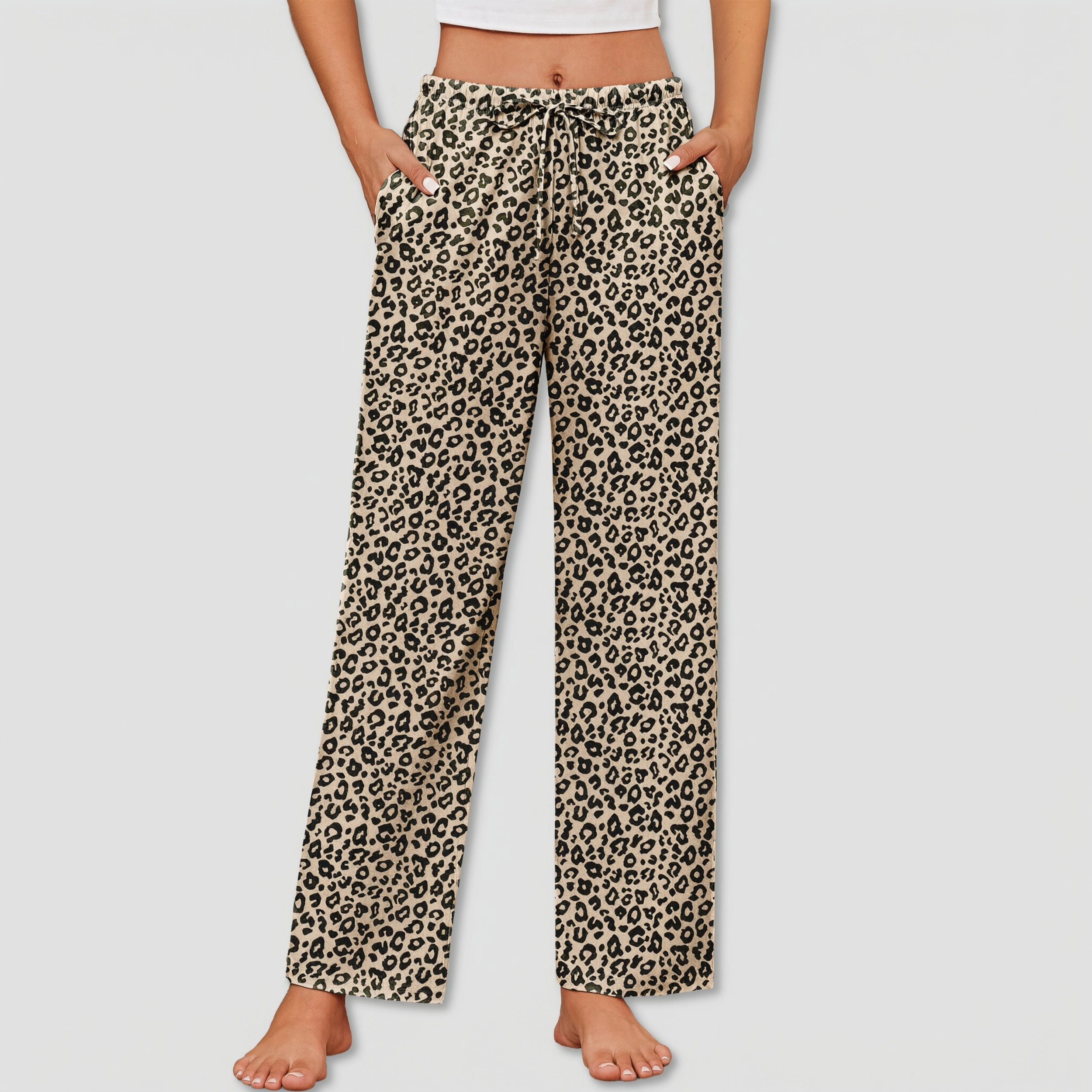 Ekouaer Women's Drawstring Wide Leg Pajama Pants with Pockets