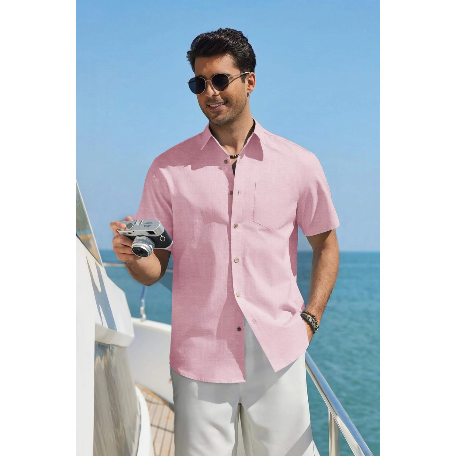 COOFANDY Mens Crew Neck Short Sleeve Tee Slim Fit Curved Hem Solid Casual T-Shirt