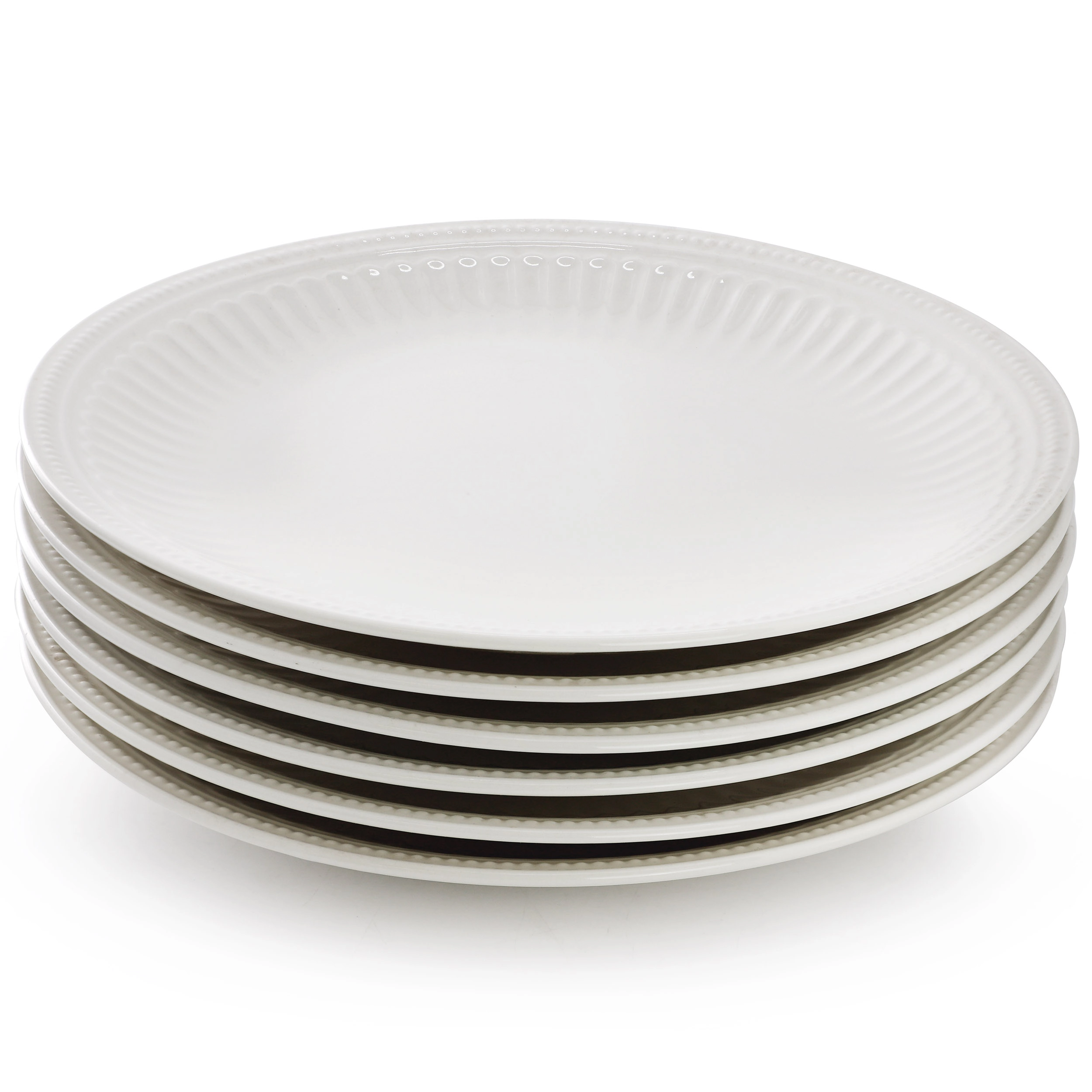 Elama Hansel 6 Piece Embossed Arch Stoneware Dinner Plate Set