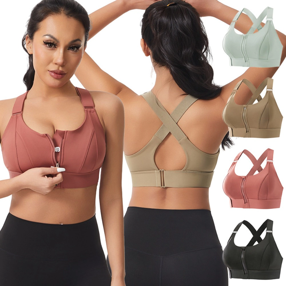 Wardrobe Whimsy Women High Support Zip Front Impact Sports Bra