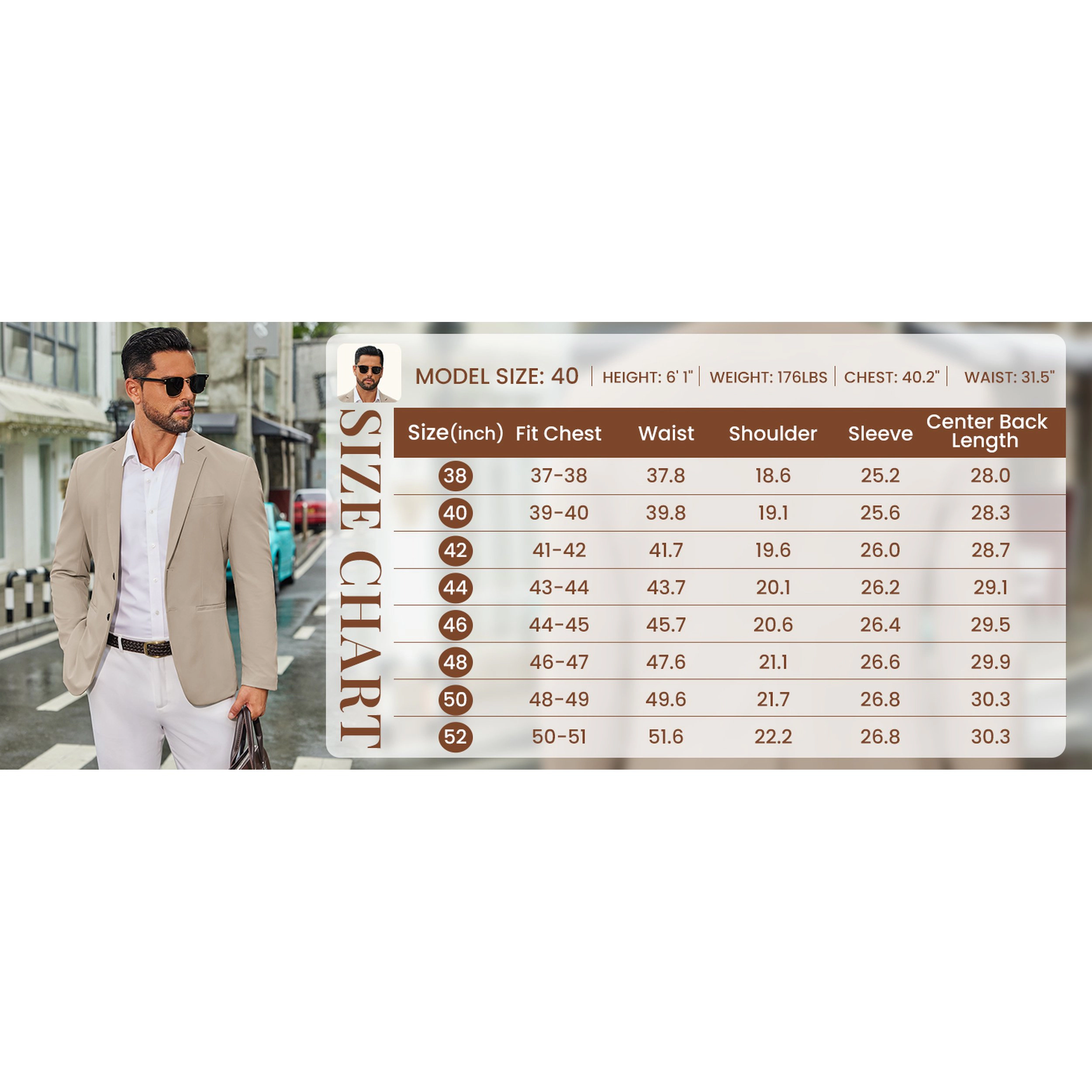 COOFANDY Men's Slim Fit Two Button Notch Lapel Casual Blazer Sport Coat Suit Jacket