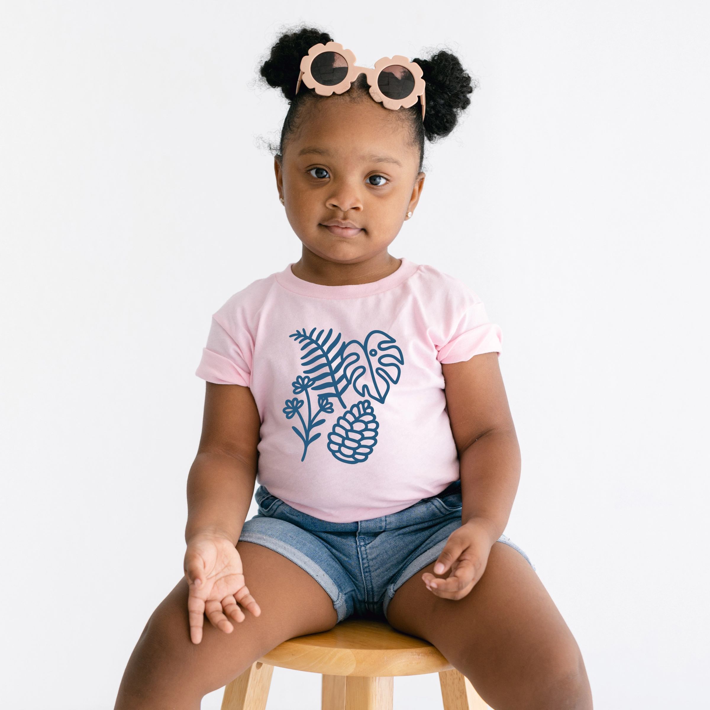 The Juniper Shop - Blue Plants Outline Toddler Short Sleeve Graphic T-Shirt