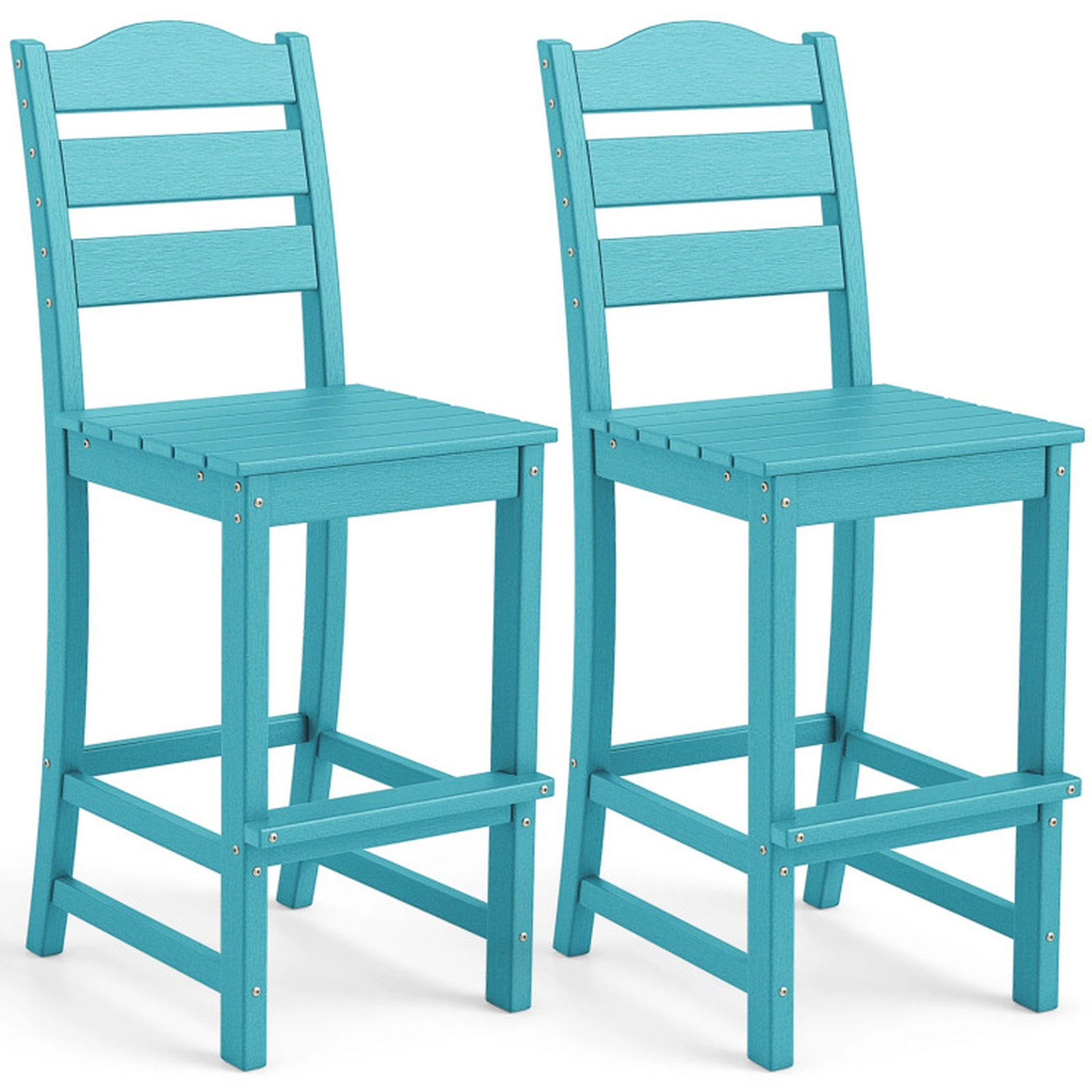 SUGIFT Turquoise HDPE Outdoor Bar Stool, 30-in Counter Height, 360-lb Capacity