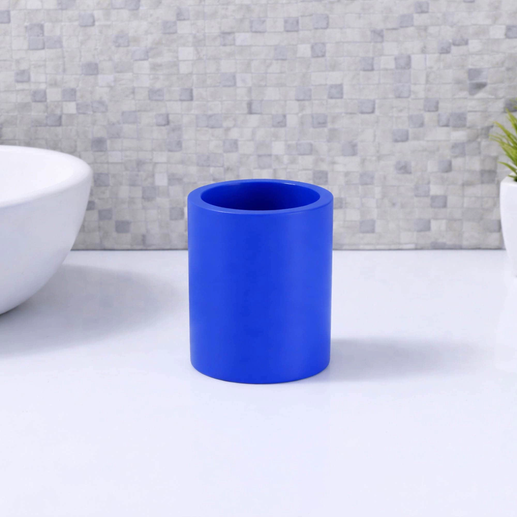 Evideco French Home Goods Cement Toothbrush Holder, 4" H x 3" Diameter, Matte Cylinder
