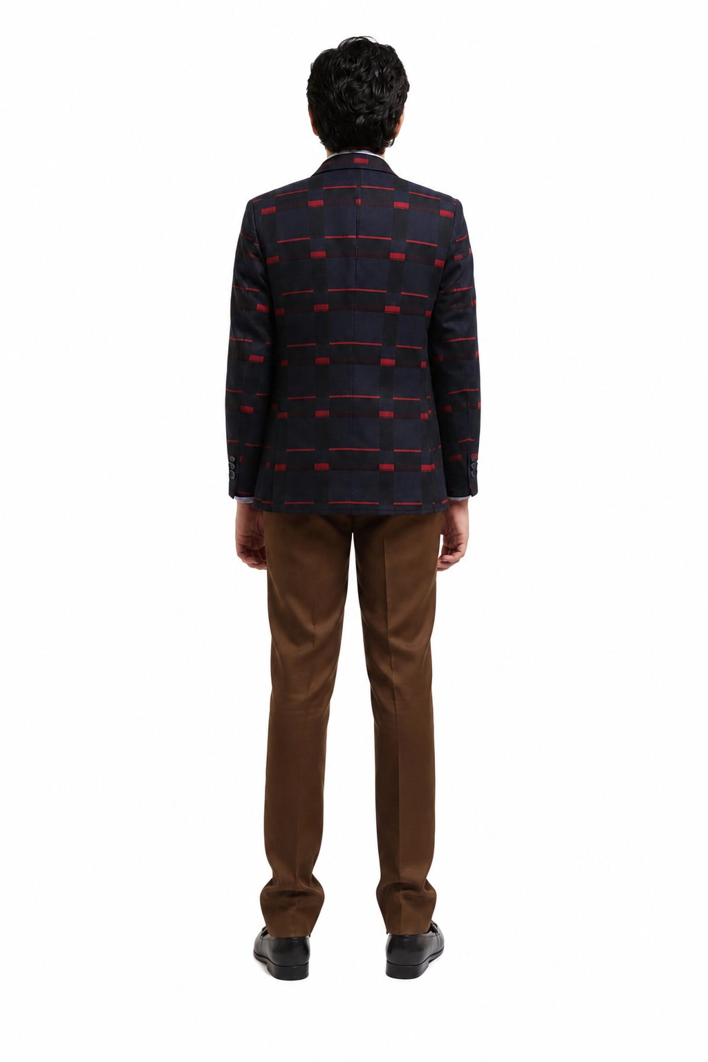 Elie Balleh Boys Slim Fit Checked Blazer