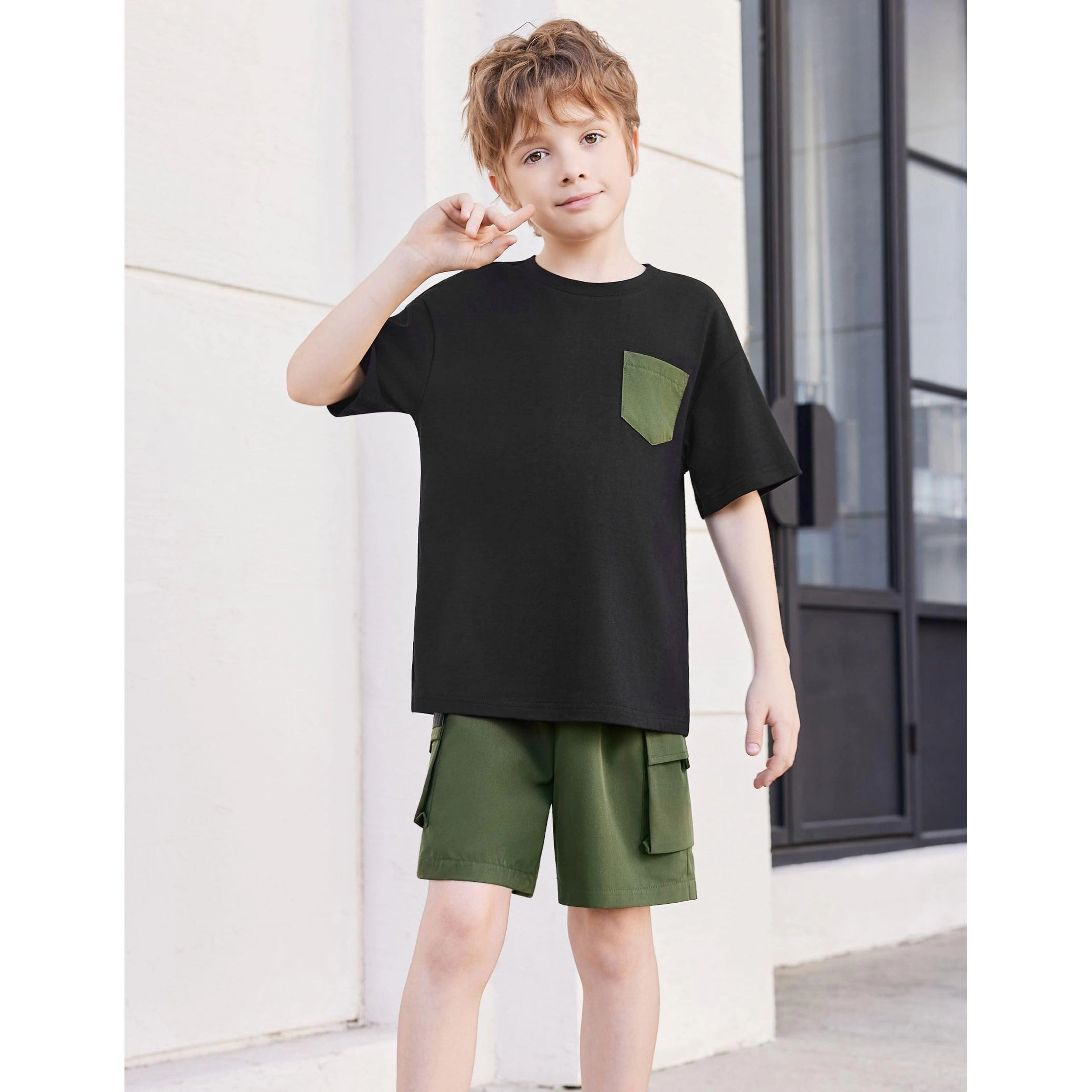 Arshiner Boys Tiedye Set Short Sleeve T-Shirt Cargo Shorts Fun Summer Style For Kids