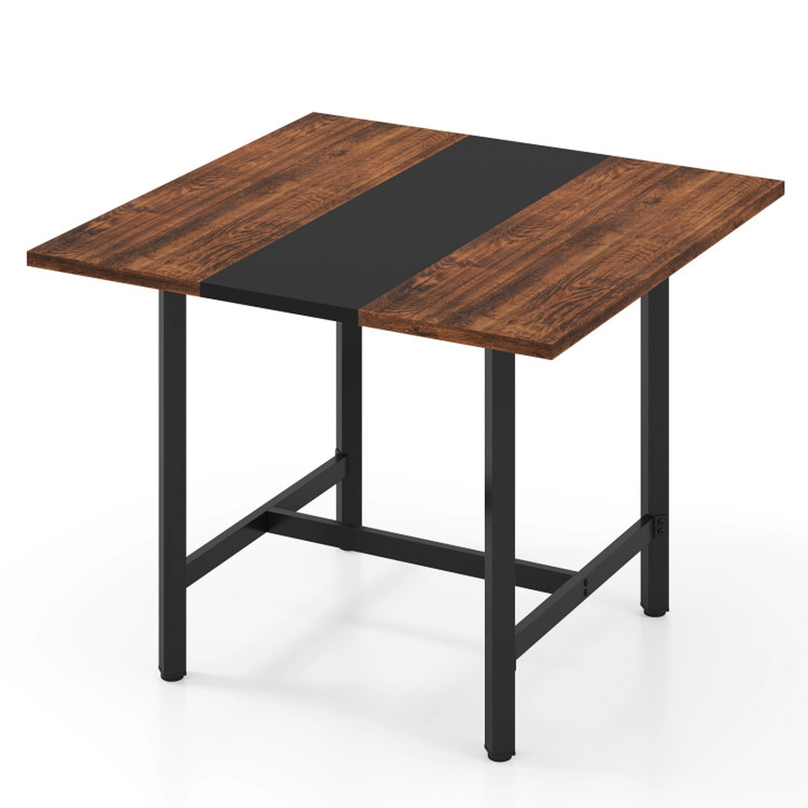 SUGIFT 200-lb Capacity 39.5-in Square 4-Person Dining Table with Thickened Wood Grain Top and Metal H-Frame
