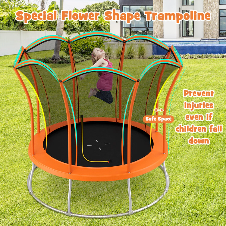 Hivvago 10 Feet Unique Flower Shape Trampoline with Galvanized Steel Frame