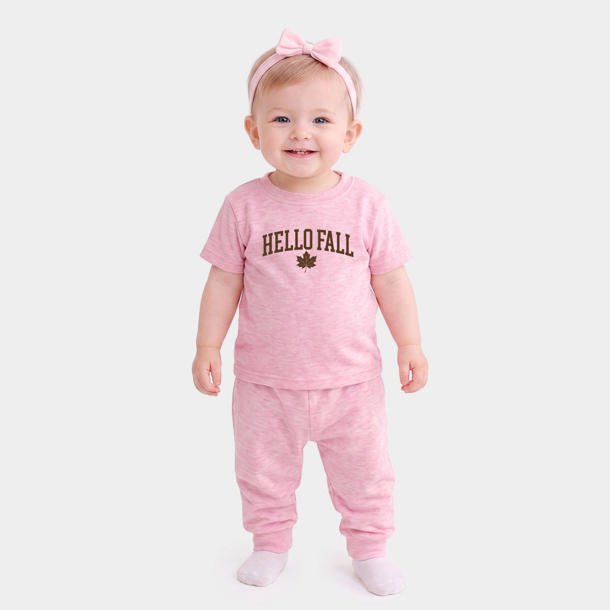 The Juniper Shop - Infant Jogger Pant Crew Set Hello Fall Leaf
