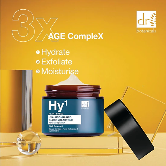 Dr Botanicals Hyaluronic Acid 1% & Gluconolactone Mask 60ml - Deep Hydration for Dry, Mature Skin