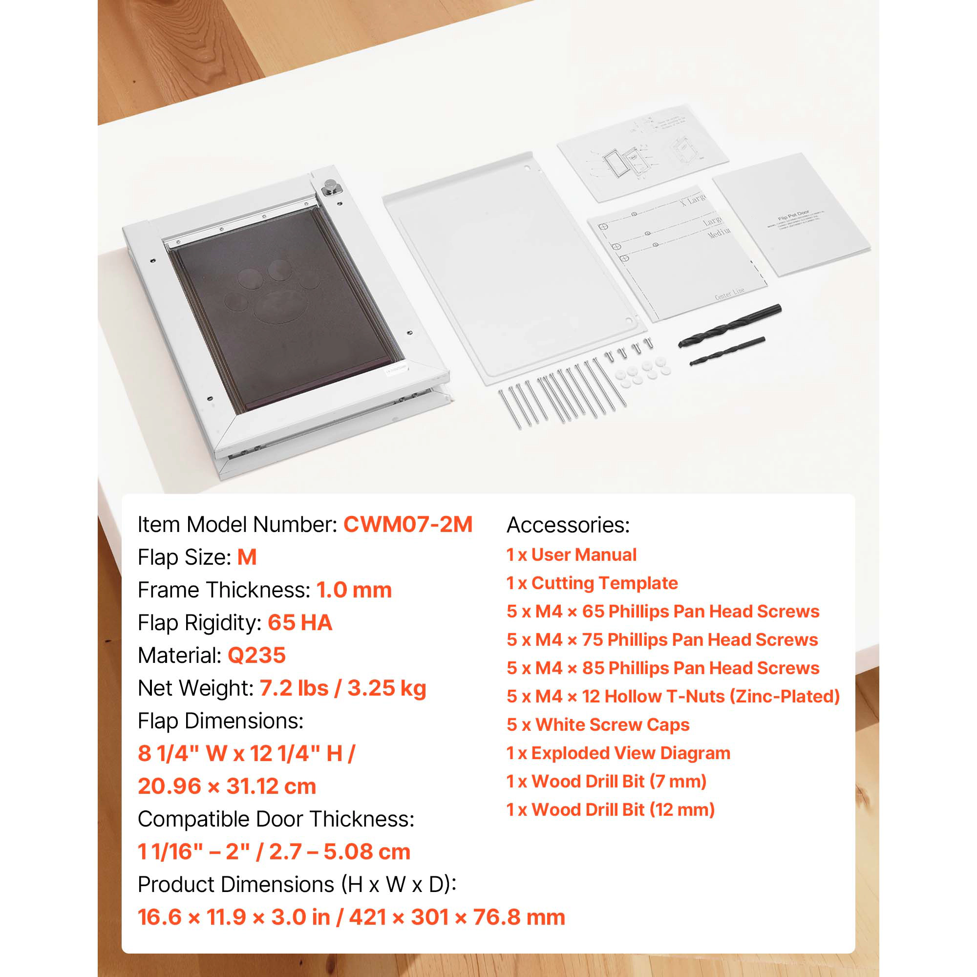 HONGGE Pet Door with Double Magnetic Flaps and Metal Frame Strong and Weatherproof Dog Door for Interior and Exterior