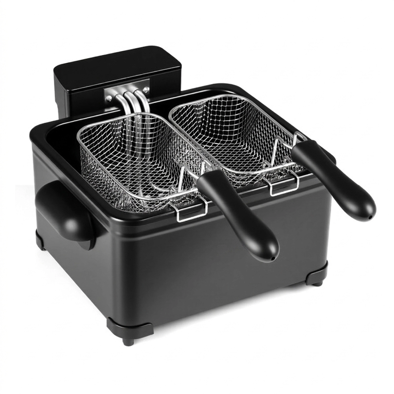 SUGIFT Black Electric Deep Fryer with 3 Baskets LED Touch Screen and 6 Presets 5.3-Qt 1700W 13.5-in W 8.5-in H