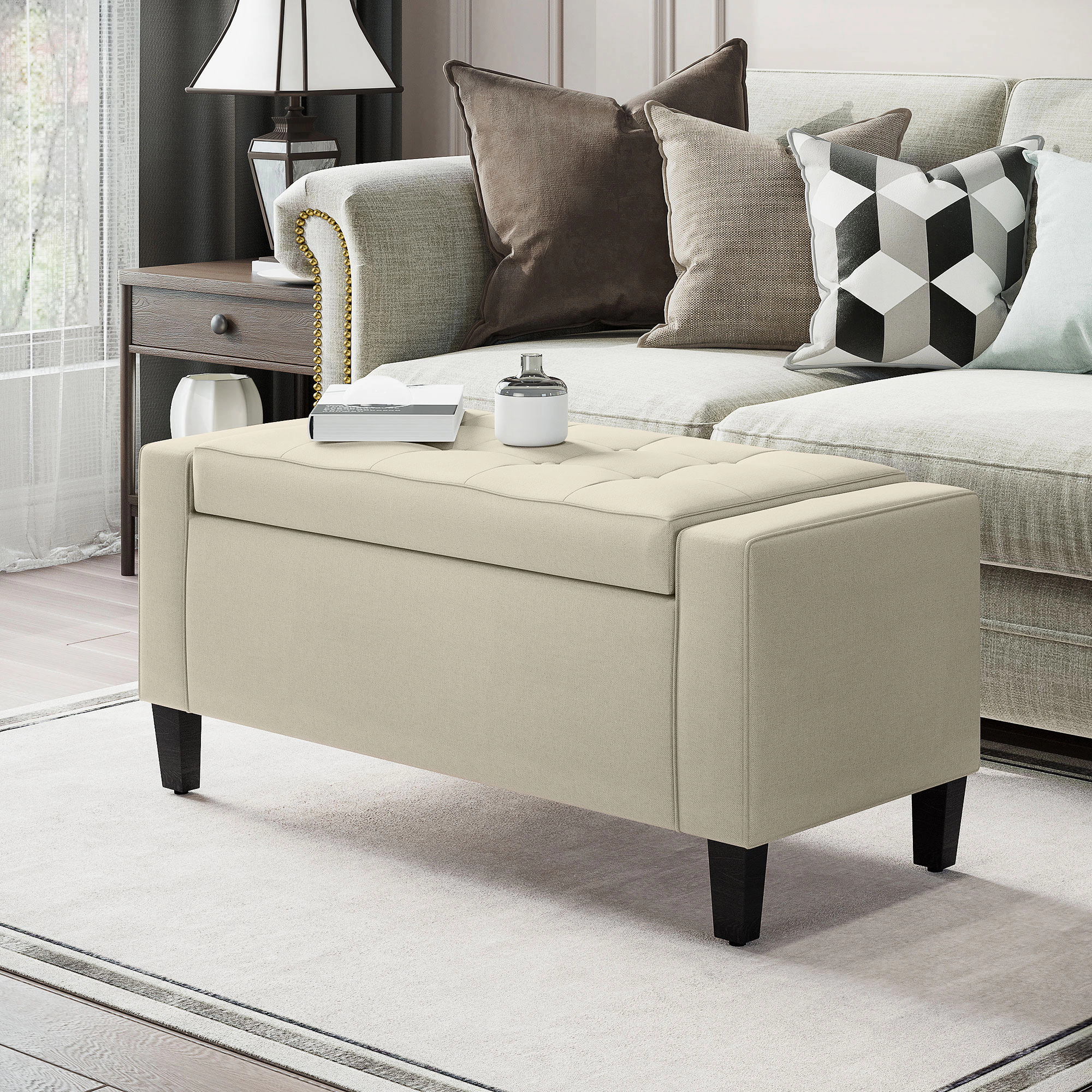 Hivvago 36 Inch Storage Ottoman Bench With Lift-Top Lid