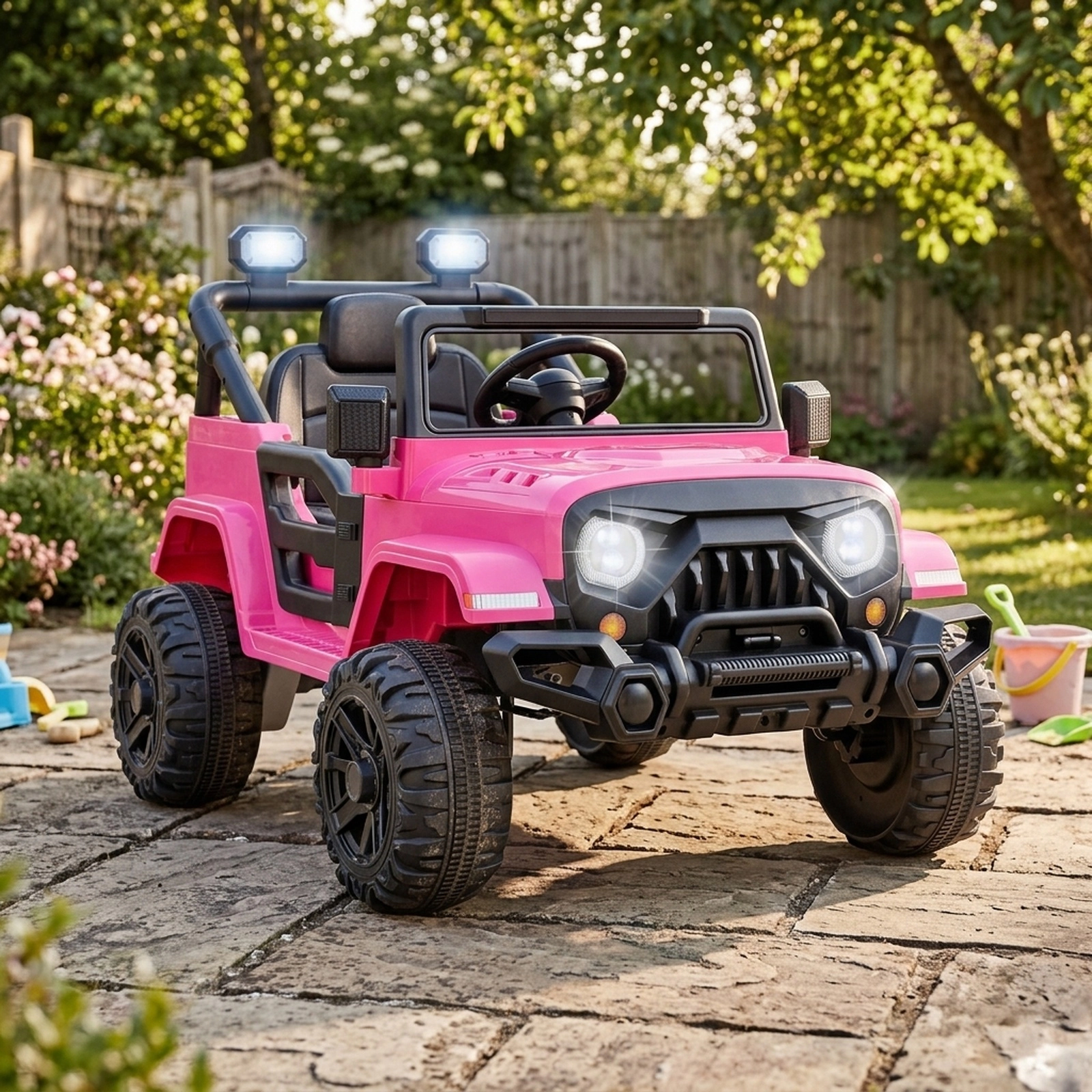 12V Kids Ride On Truck with Parent Remote 3 Speeds and 9.5-in Puncture-Free All-Terrain Wheels Ages 3+ Electric Car