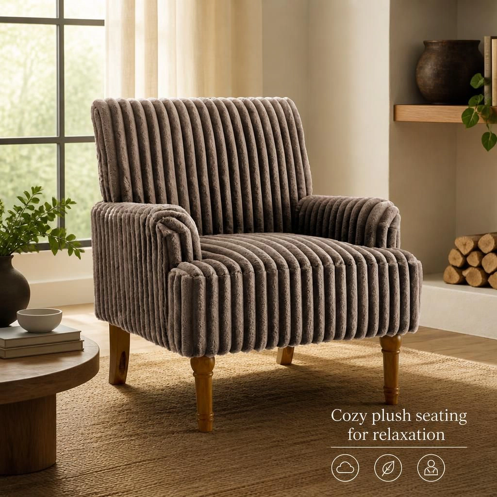 GOODSILO Upholstered Accent Chair with Solid Wood Base