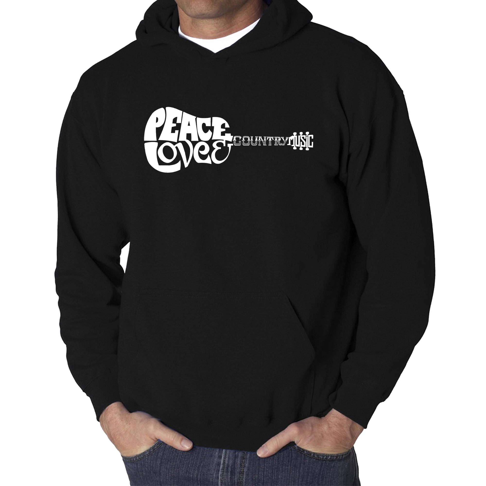 LA Pop Art Peace Love Country - Men's Word Hooded Sweatshirt