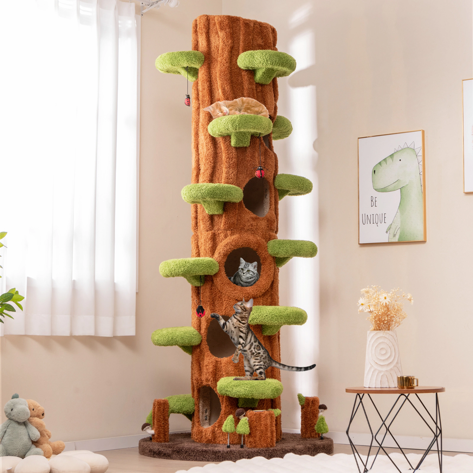 SlickBlue Tall Cat Tree Tower with Multi-Level Perches and Condos