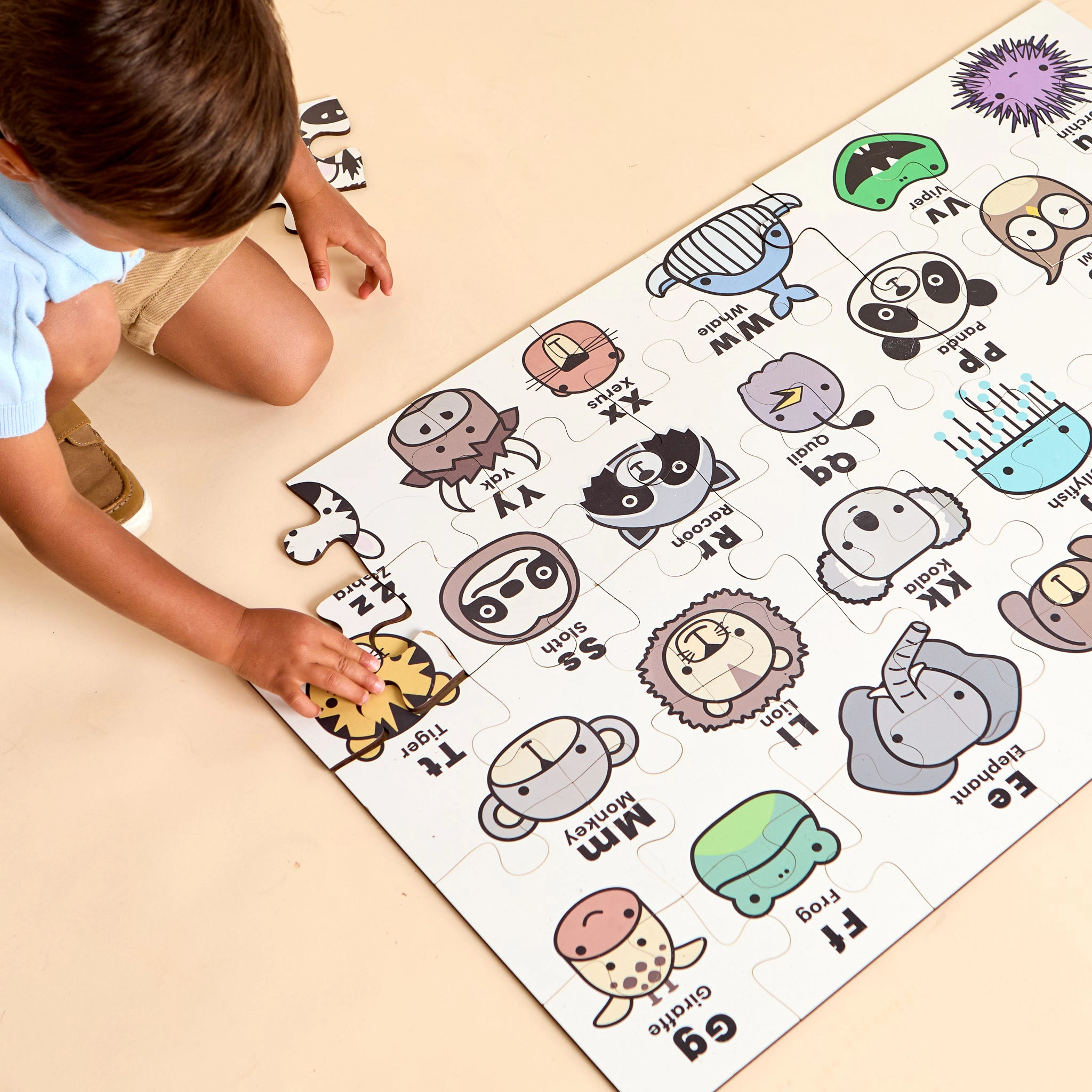 Kids ABC Animal Floor Puzzle - 40-Piece Educational Wooden-Style Alphabet Puzzle for Toddlers & Preschoolers