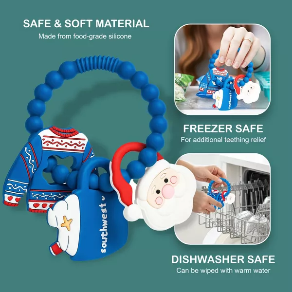 Sperric Silicone Christmas Teether Ring Toy for Baby, BPA Free Soothing Teething Relief Infant & Toddlers 0-18 Month
