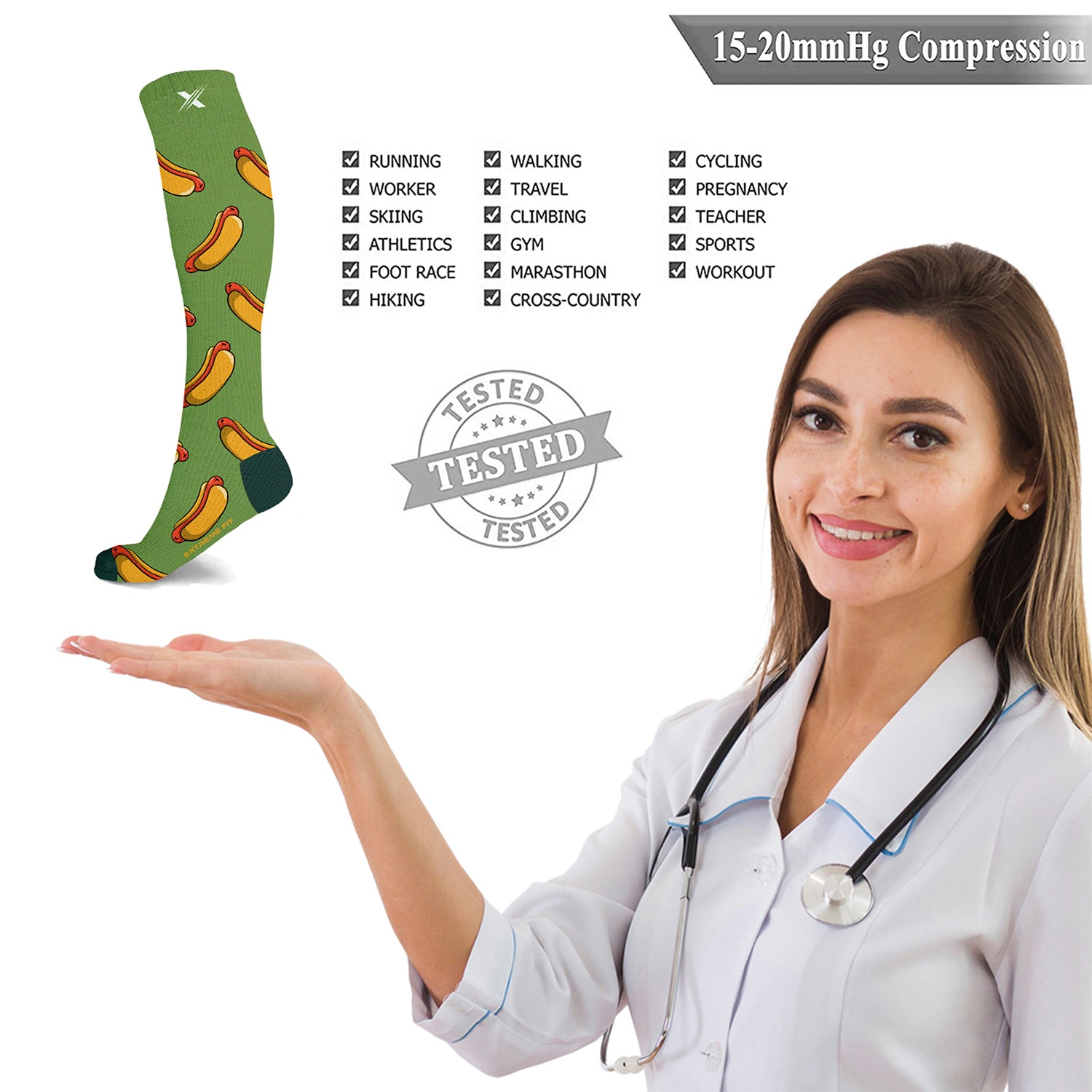 Extreme Fit Food Lovers Expressive Knee-high Compression Socks - 6 Pair