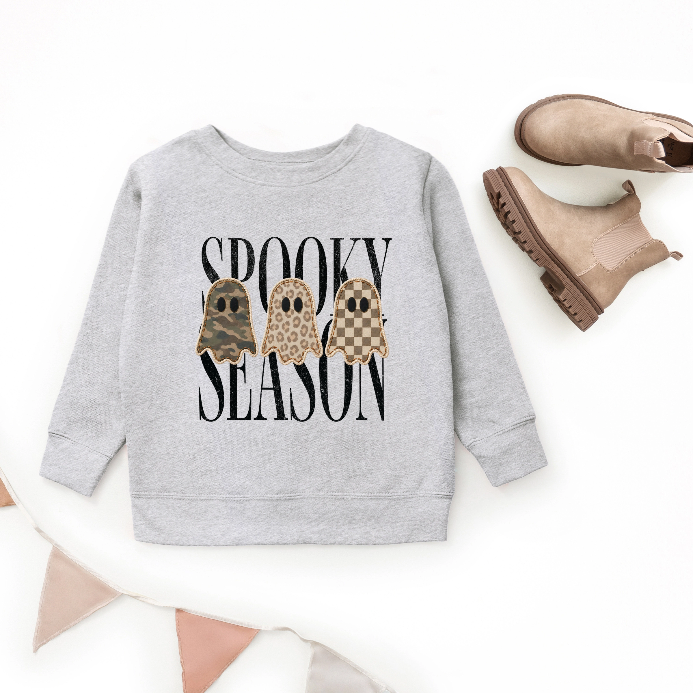 The Juniper Shop - Youth Graphic Sweatshirt Spooky Season Patterned Ghosts PRINT