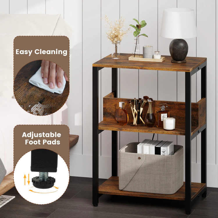 Hivvago Side End Table With Charging Station And Open Shelves