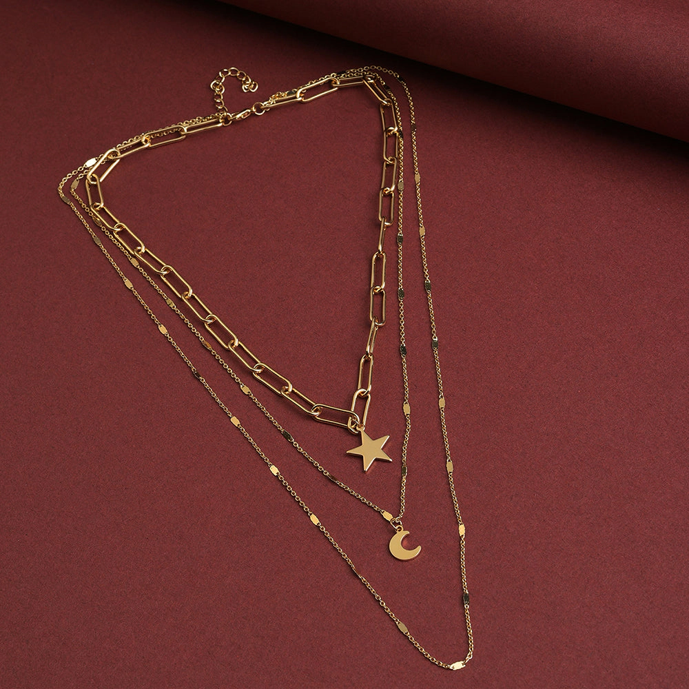 SOHI Women's Gold Everyday Multi-Layer Necklace