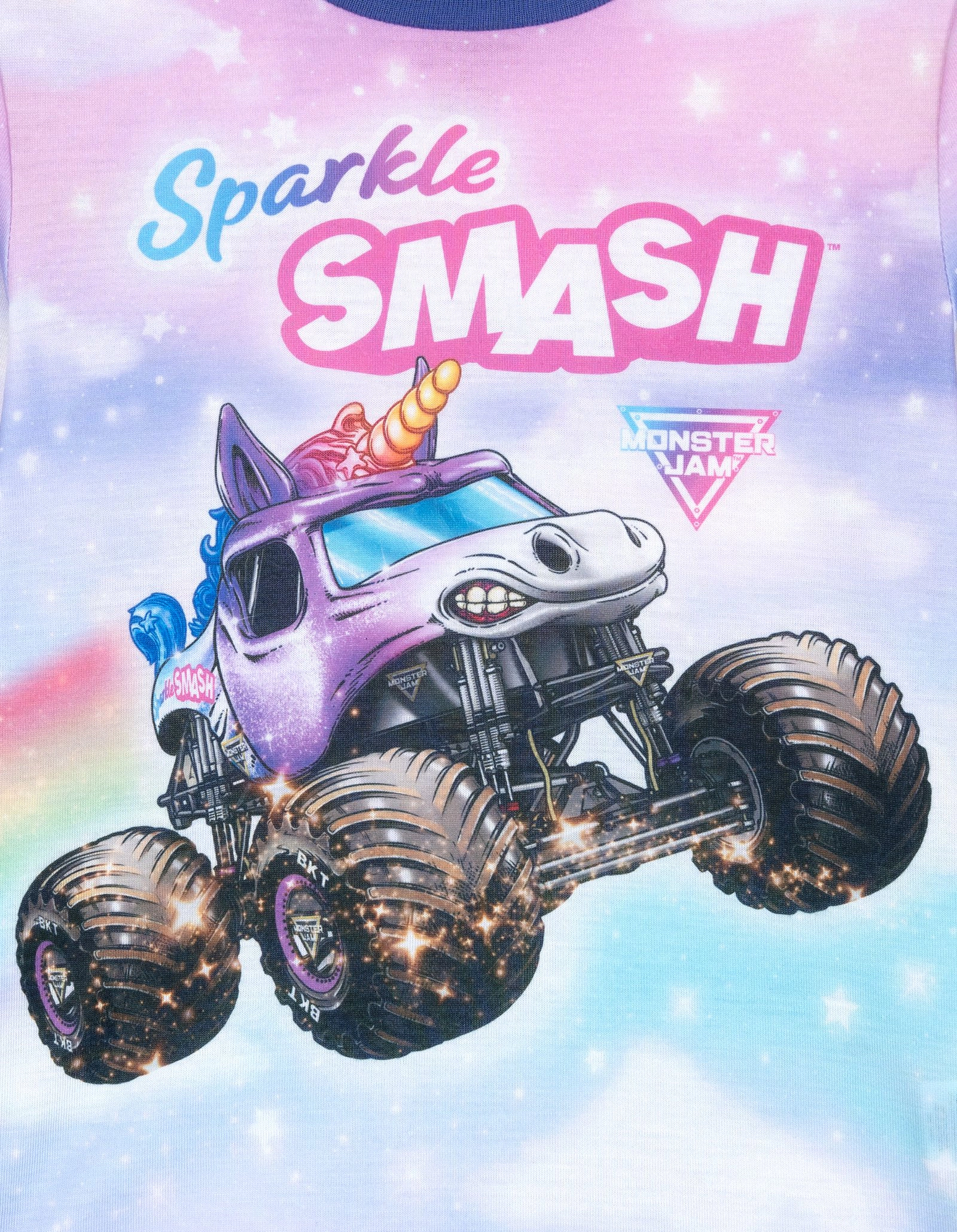 Monster Jam Sparkle Smash Girls' 2-Piece Pajama Shirt and Pants Set