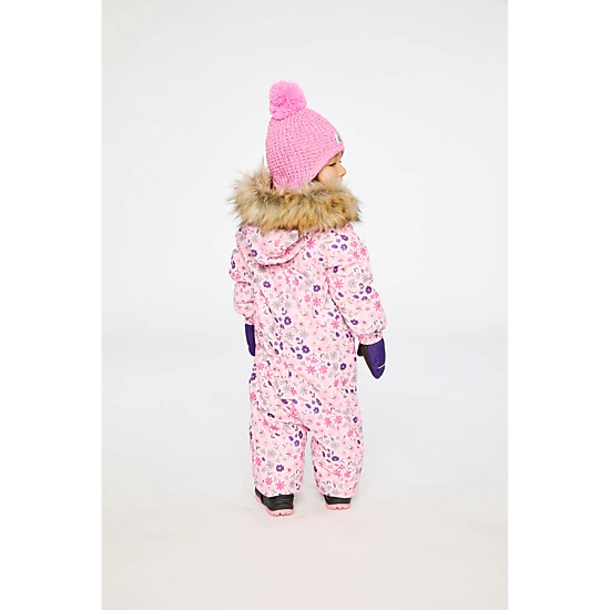 Deux par Deux Girls Mini Flower Print One Piece Snowsuit Adapted for Car Seats with Detachable Hood