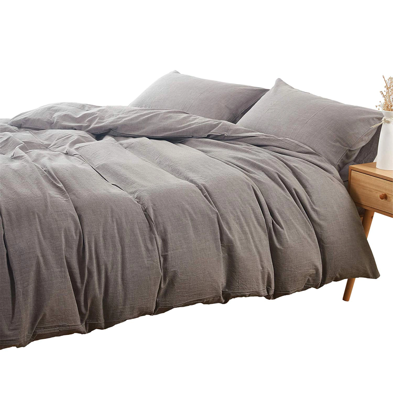MarCielo 3 Piece 100% Cotton Duvet Cover Set, Cozy Breathable Bedding
