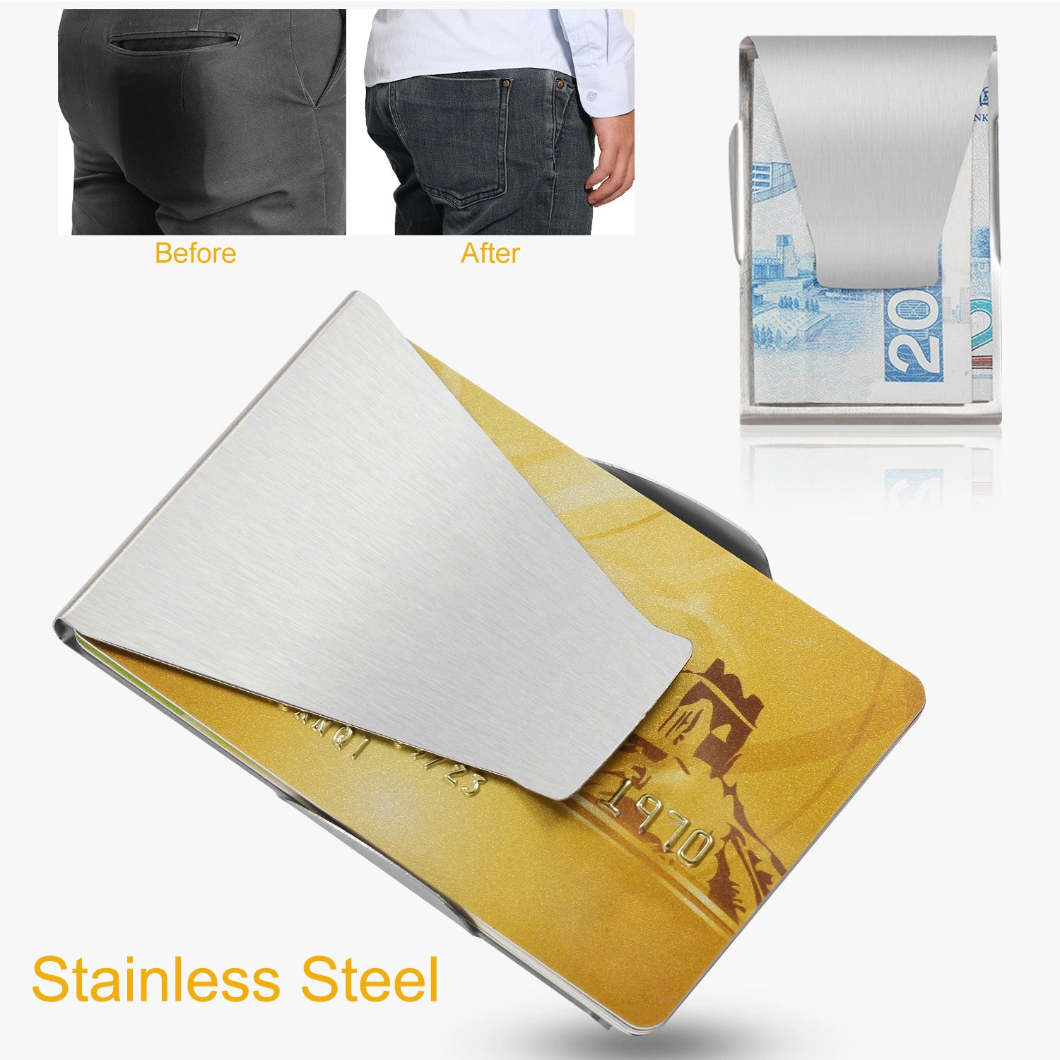 GBruno Stainless Steel Double-Sided Money Clip Wallet