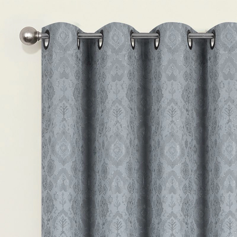 Kate Aurora Regency Collection Raised Jacquard Damask Grommet Top Curtains