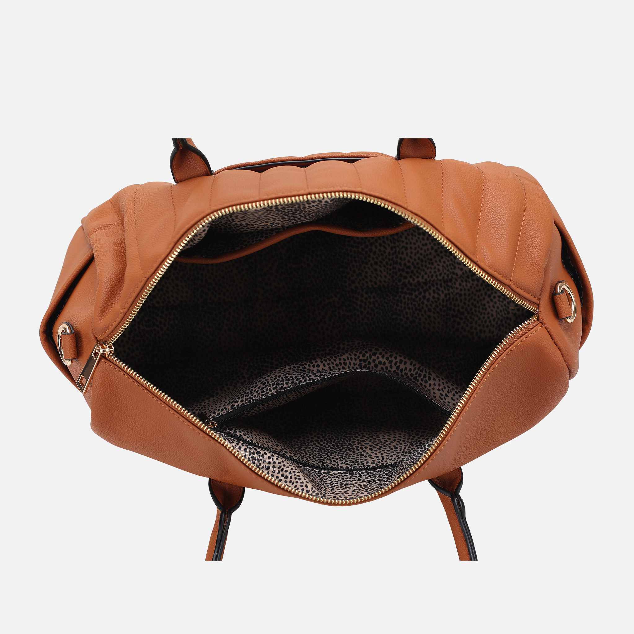 Mia K Collection Luana Quilted Pebbled Vegan Leather Duffle Bag, 17" Weekender with Removable Shoulder Strap