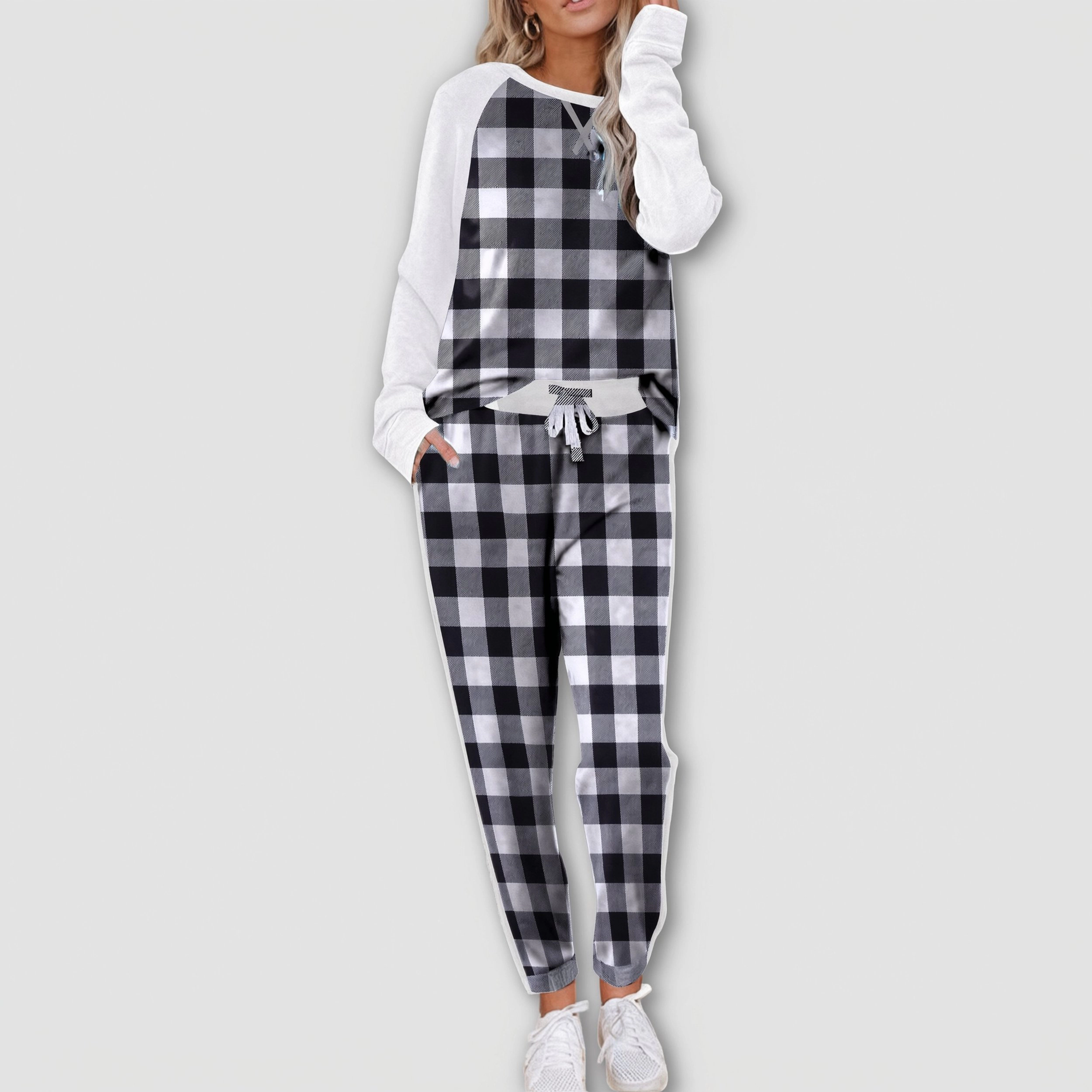 Ekouaer Womens Pajama Set Long Sleeve Pajamas Two Piece Lounge Sweatshirt and Pants